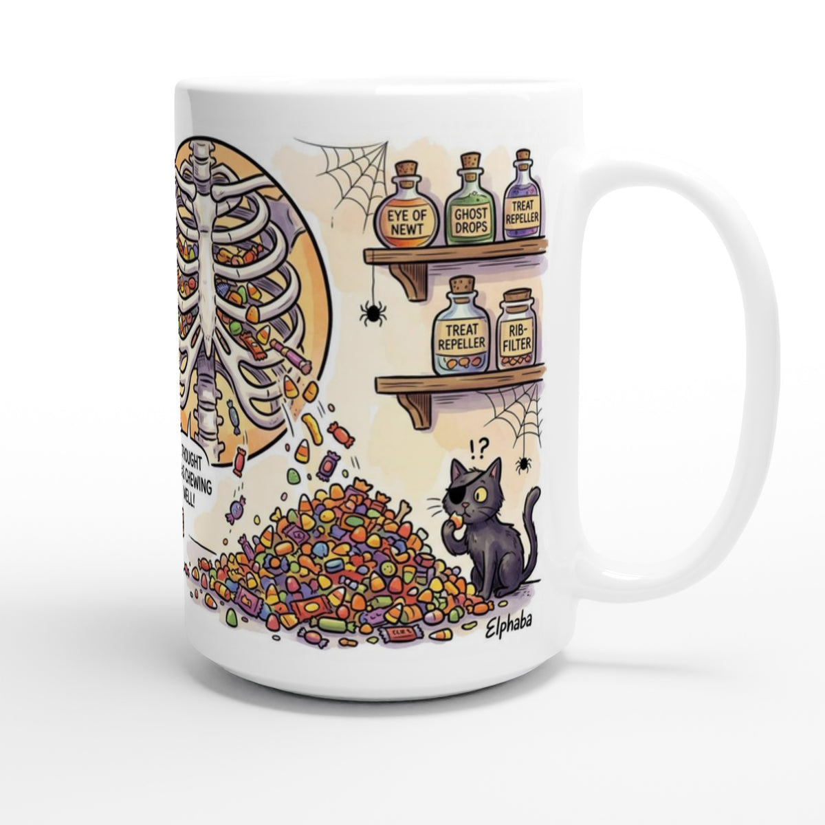 Skeleton's Snack Problem Funny Halloween Ceramic Coffee Mug 3