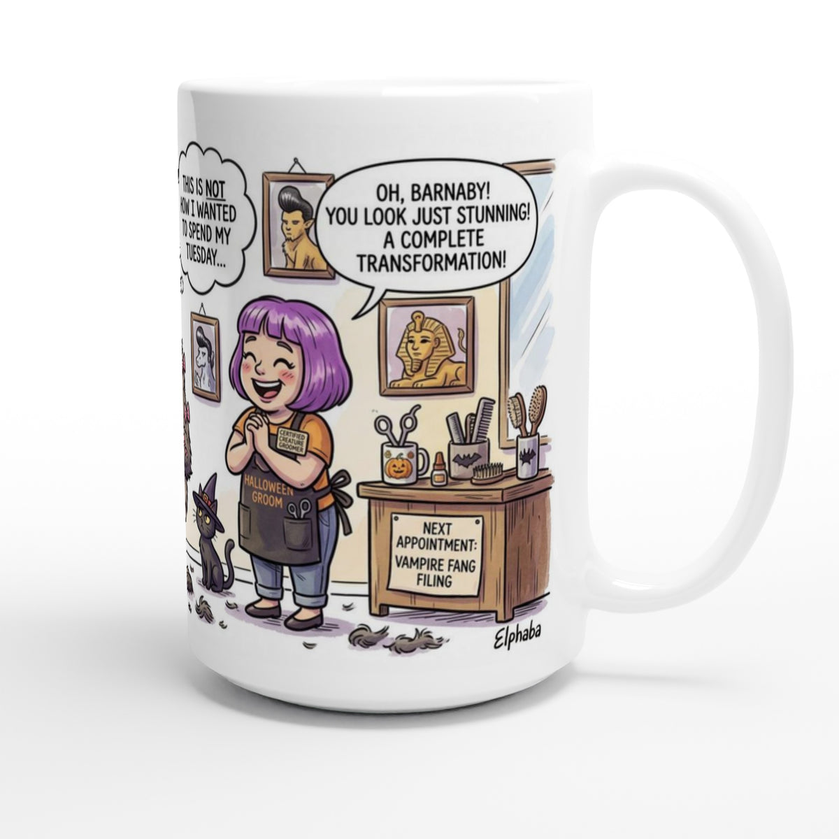 Werewolf at the Groomer Funny Halloween Ceramic Coffee Mug 3
