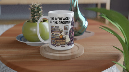 Werewolf at the Groomer Funny Halloween Ceramic Coffee Mug 4