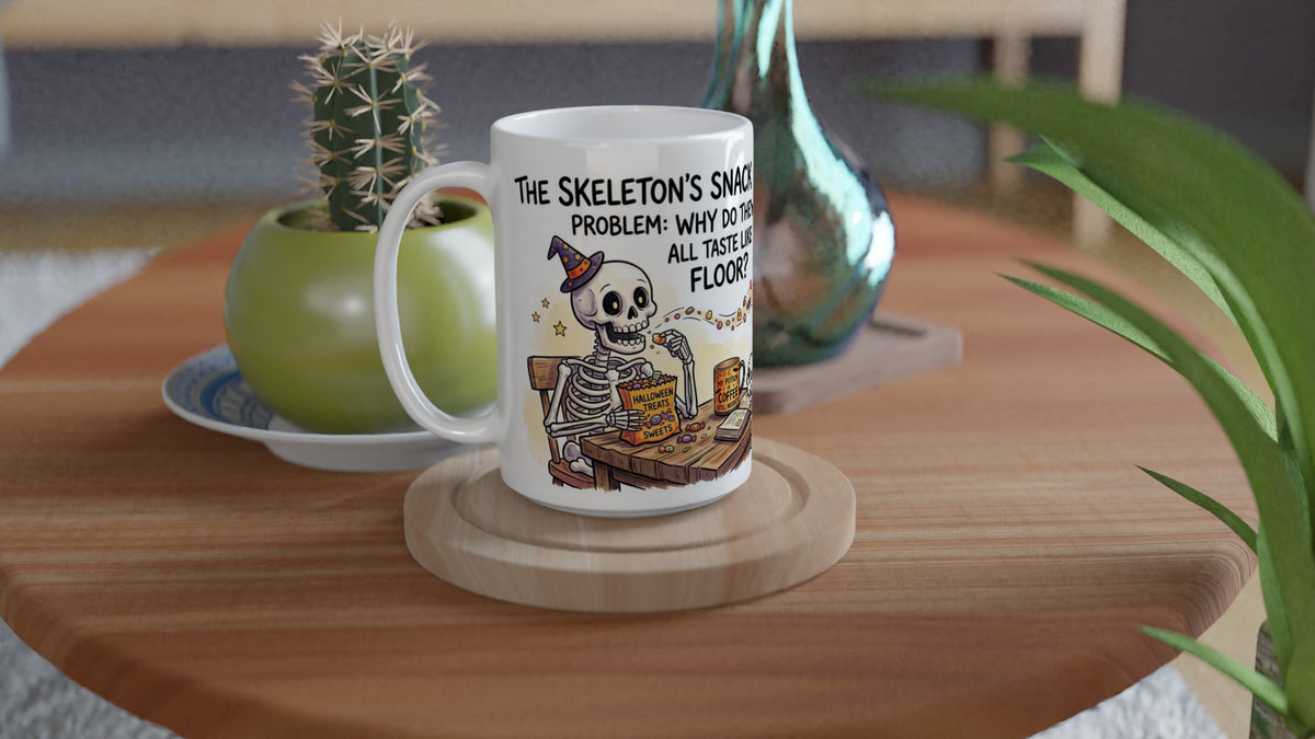 Skeleton's Snack Problem Funny Halloween Ceramic Coffee Mug 4