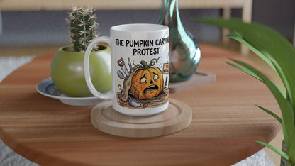 Pumpkin Carving Protest Funny Halloween Ceramic Coffee Mug 4