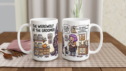 Werewolf at the Groomer Funny Halloween Ceramic Coffee Mug 5