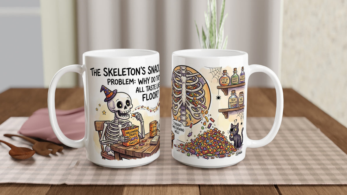 Skeleton's Snack Problem Funny Halloween Ceramic Coffee Mug 5