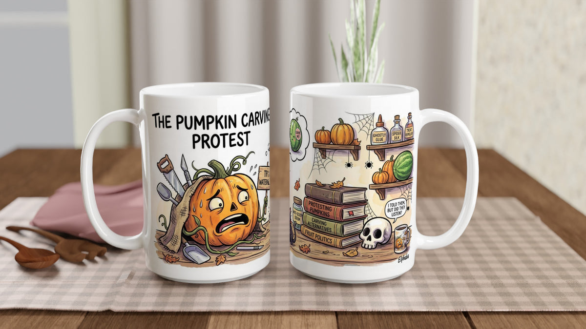 Pumpkin Carving Protest Funny Halloween Ceramic Coffee Mug 5