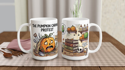 Pumpkin Carving Protest Funny Halloween Ceramic Coffee Mug 5
