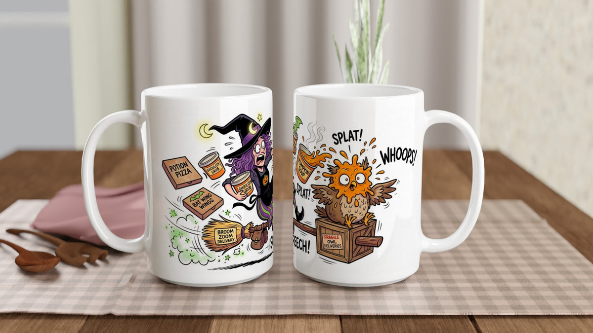 Broom Zoom Delivery Funny Witch Halloween Ceramic Coffee Mug 5