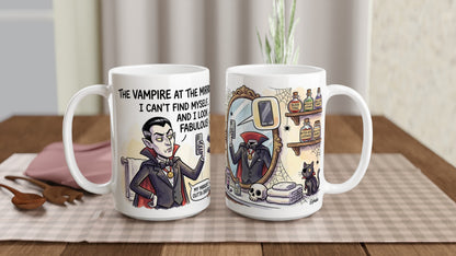 Vampire at the Mirror Funny Halloween Ceramic Coffee Mug 5