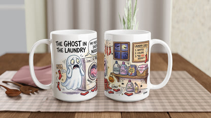 Ghost in the Laundry Funny Halloween Ceramic Coffee Mug 5