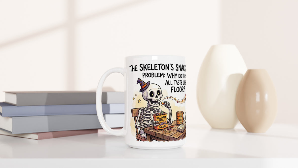 Skeleton's Snack Problem Funny Halloween Ceramic Coffee Mug 6
