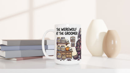 Werewolf at the Groomer Funny Halloween Ceramic Coffee Mug 6