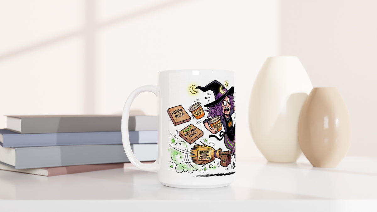 Broom Zoom Delivery Funny Witch Halloween Ceramic Coffee Mug 6