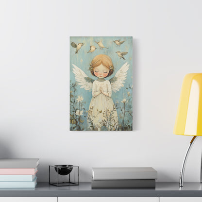 Angel Canvas Art – Soft Pastel Fantasy Illustration, Matte Stretched Canvas