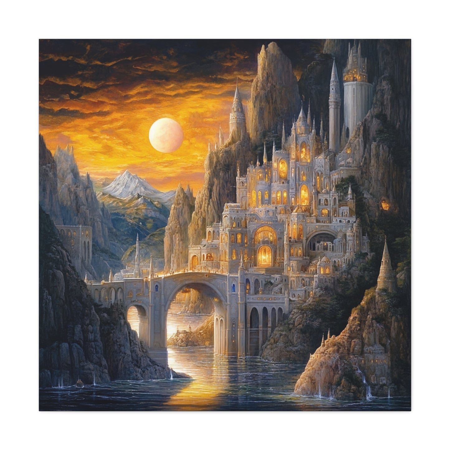 Errol Le Cain Inspired – "Enchanted Citadel" Square Canvas Art