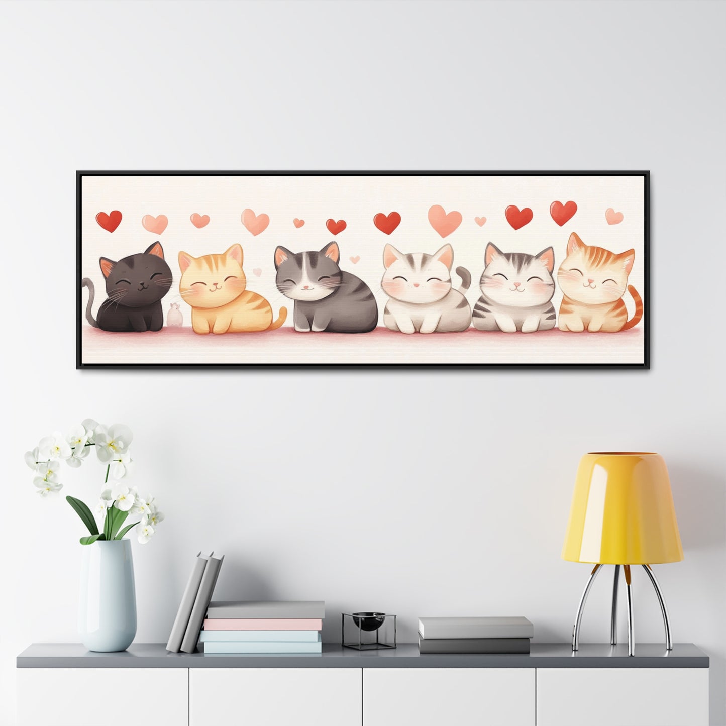 Adorable Smiling Kittens Wall Art – Cute Cat Illustration for Kids’ Room & Nursery | Playful & Heartwarming Decor