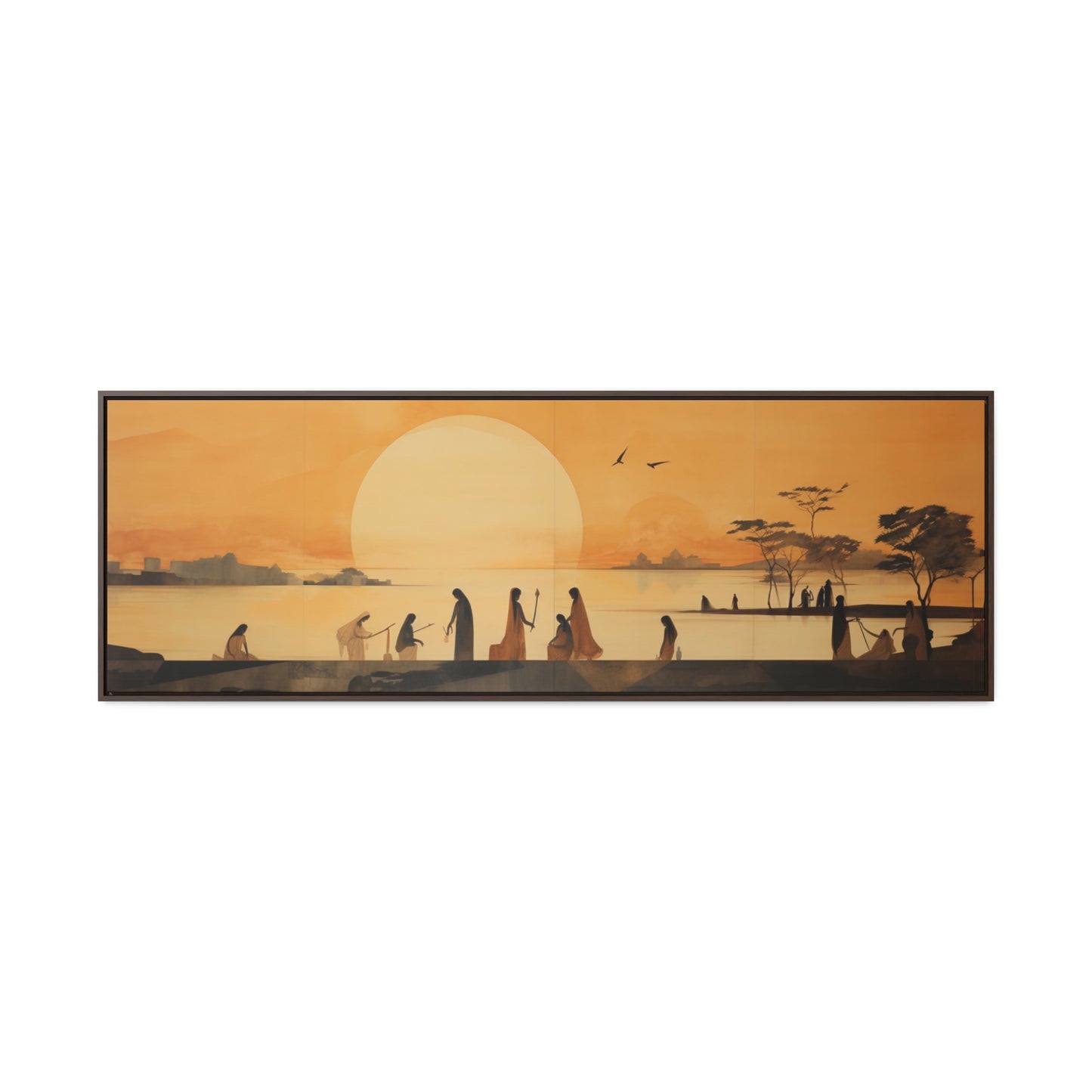 Abanindranath Tagore Inspired – Serene River Scene & Ethereal Sunset | Elegant Wide Canvas Ar