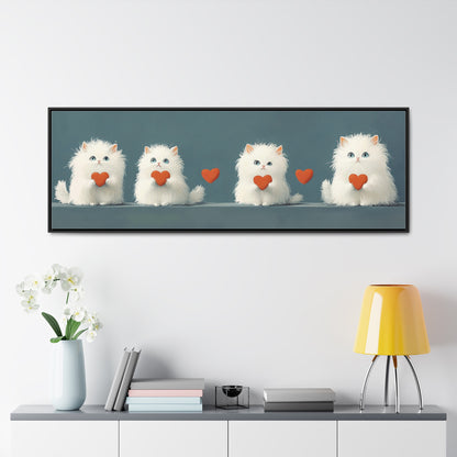 Kids Room Wall Art – "Love Paws" | Adorable White Kittens Holding Hearts | Cozy Nursery & Playroom Decor