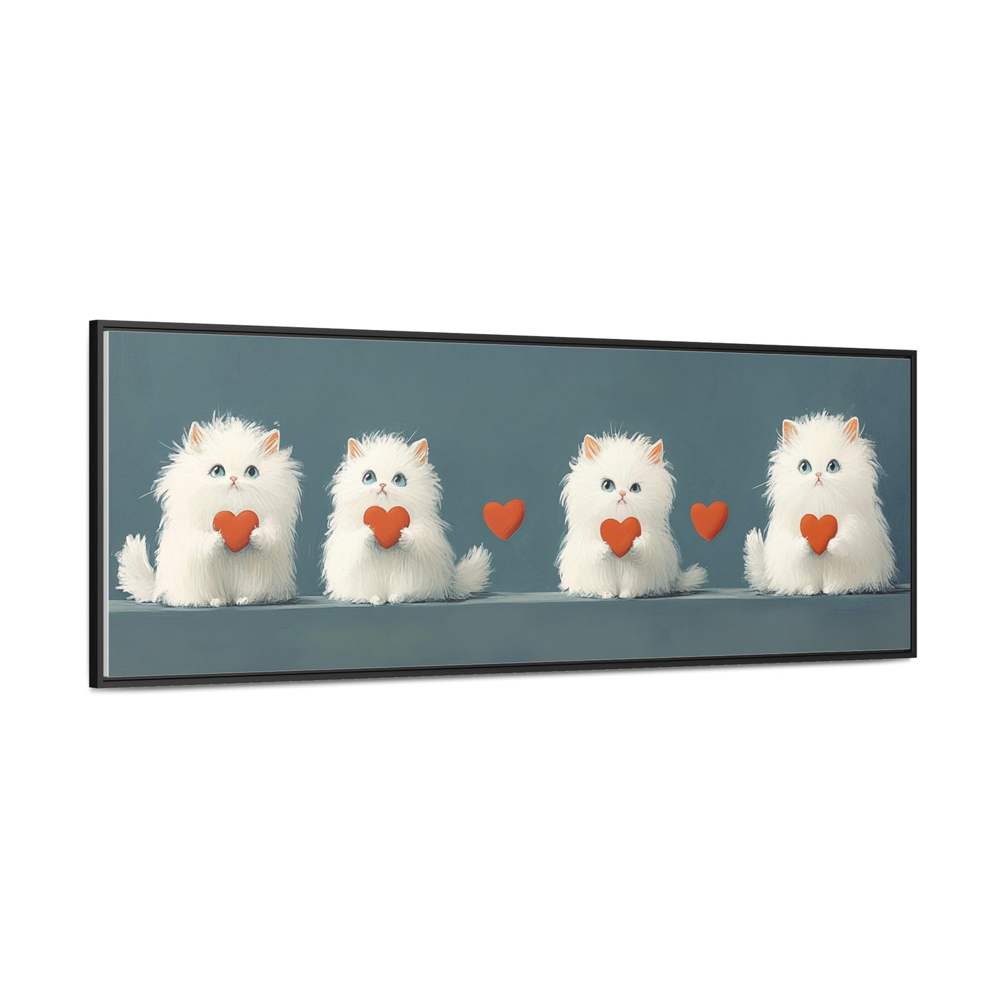 Kids Room Wall Art – "Love Paws" | Adorable White Kittens Holding Hearts | Cozy Nursery & Playroom Decor