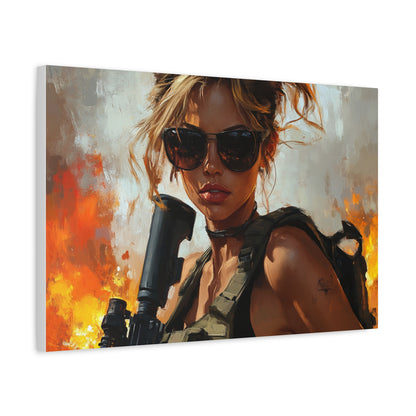 "Firestorm Operative" – Girls & Guns Kore Series Fierce Warrior Canvas Art