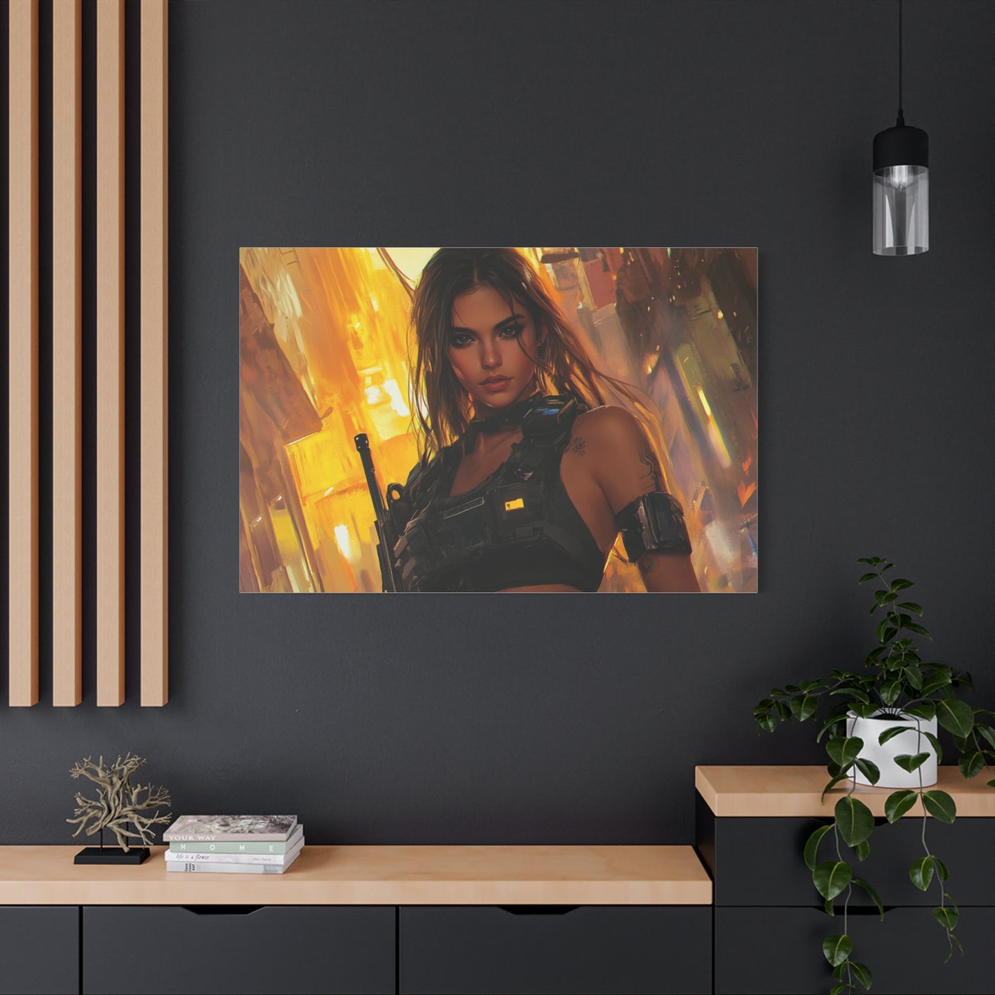 Cyberpunk Warrior Woman in Tactical Gear – Girls & Guns Kore Series Canvas Art