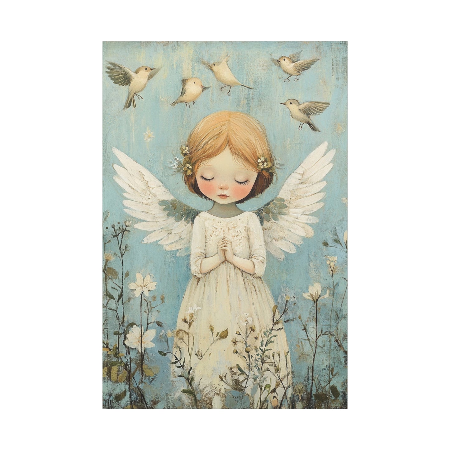 Angel Canvas Art – Soft Pastel Fantasy Illustration, Matte Stretched Canvas