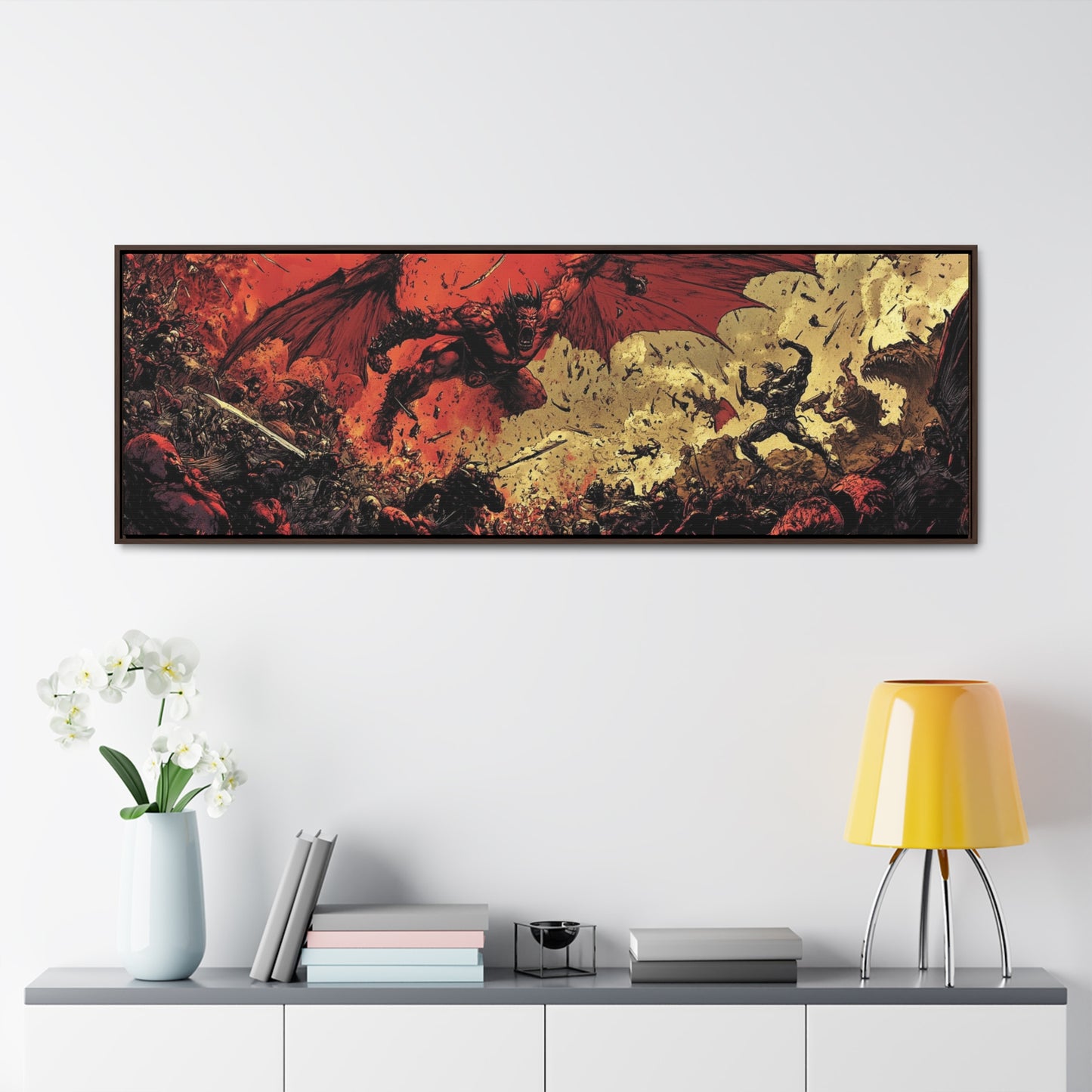 Adam Kubert Inspiration – "Infernal War" | Epic Fantasy Wide Canvas Art