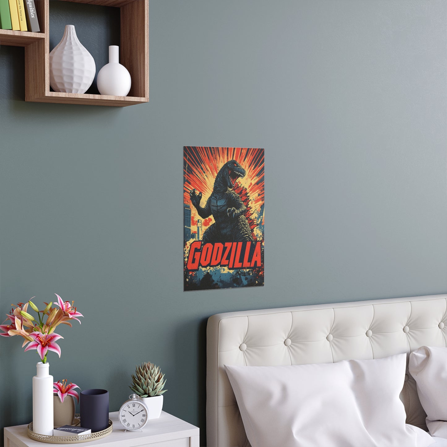 Godzilla Poster V – Retro Japanese Kaiju Artwork Inspired by Showa-Era