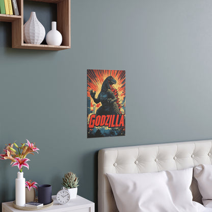 Godzilla Poster V – Retro Japanese Kaiju Artwork Inspired by Showa-Era