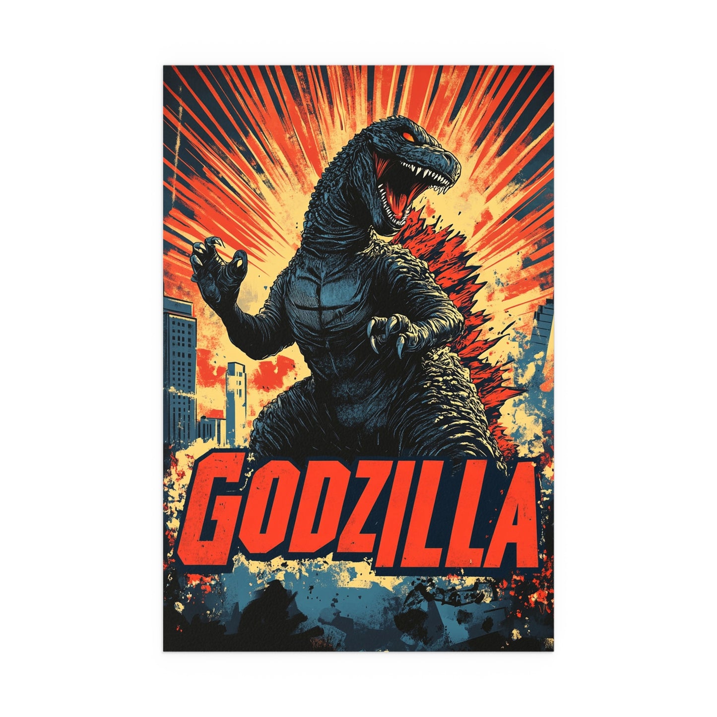 Godzilla Poster V – Retro Japanese Kaiju Artwork Inspired by Showa-Era