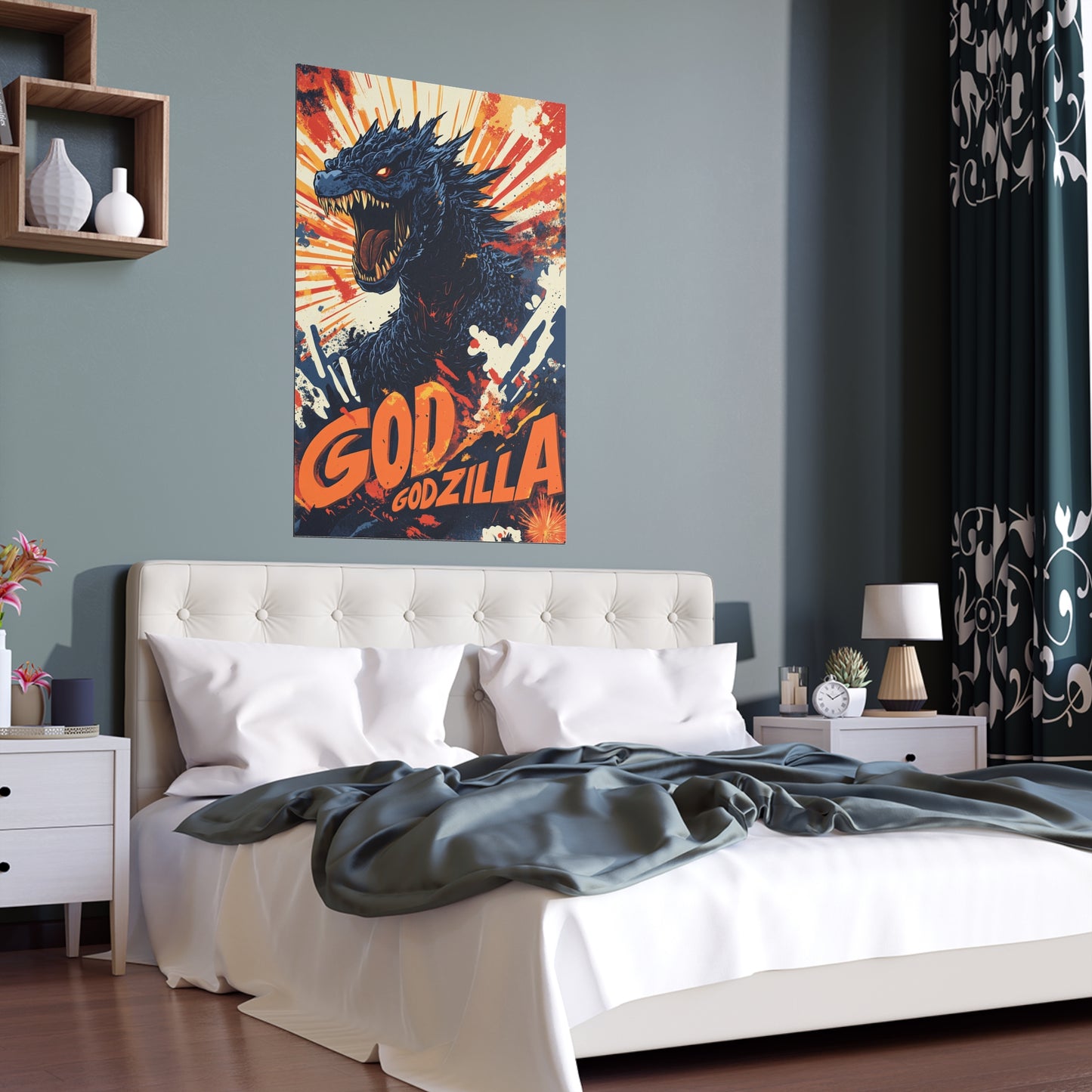 Godzilla Poster II – Retro Japanese Kaiju Artwork Inspired by Showa-Era