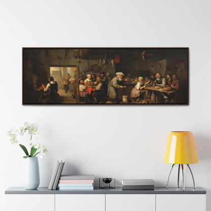 Abraham Teniers Inspiration – "Rustic Feast" | Tavern Scene Wide Canvas Art