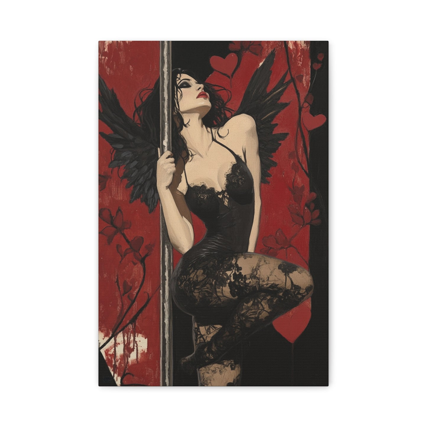 Pole Dance Gothic Canvas Print – Dark Seductive Fantasy Art, Matte Stretched Canvas