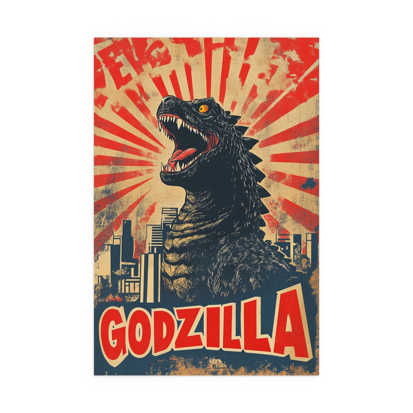 Godzilla Poster IV – Retro Japanese Kaiju Artwork Inspired by Showa-Era