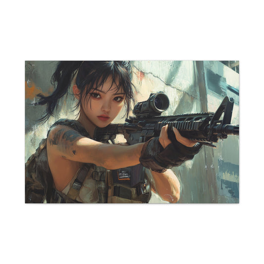 "Silent Marksman" – Girls & Guns Kore Series Precision Sniper Canvas Art