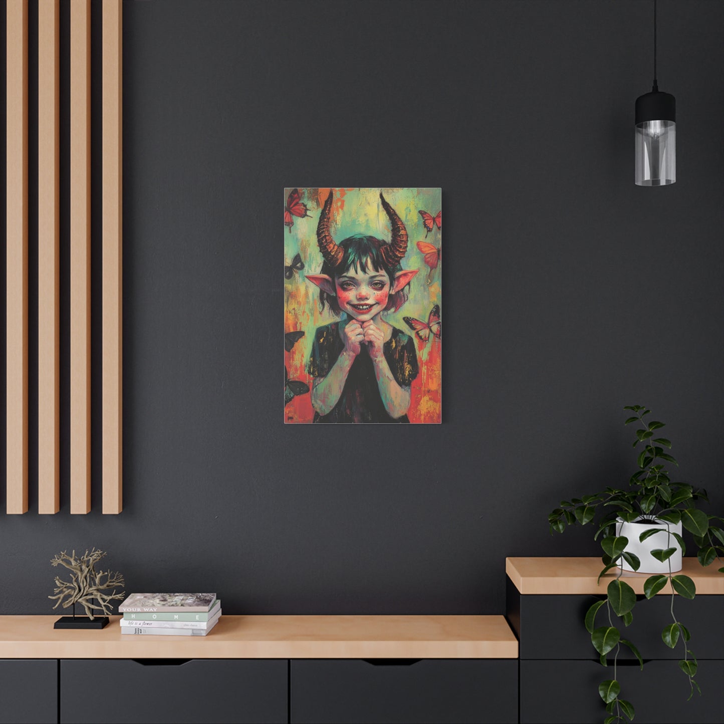 Evil Gnome Girl Canvas Print – Dark Whimsical Fantasy Art, Matte Stretched Canvas