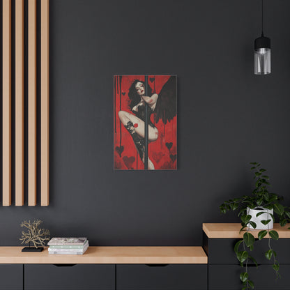 Dark Angel Pole Dance Canvas Print – Gothic Sensual Fantasy Art, Matte Stretched Canvas