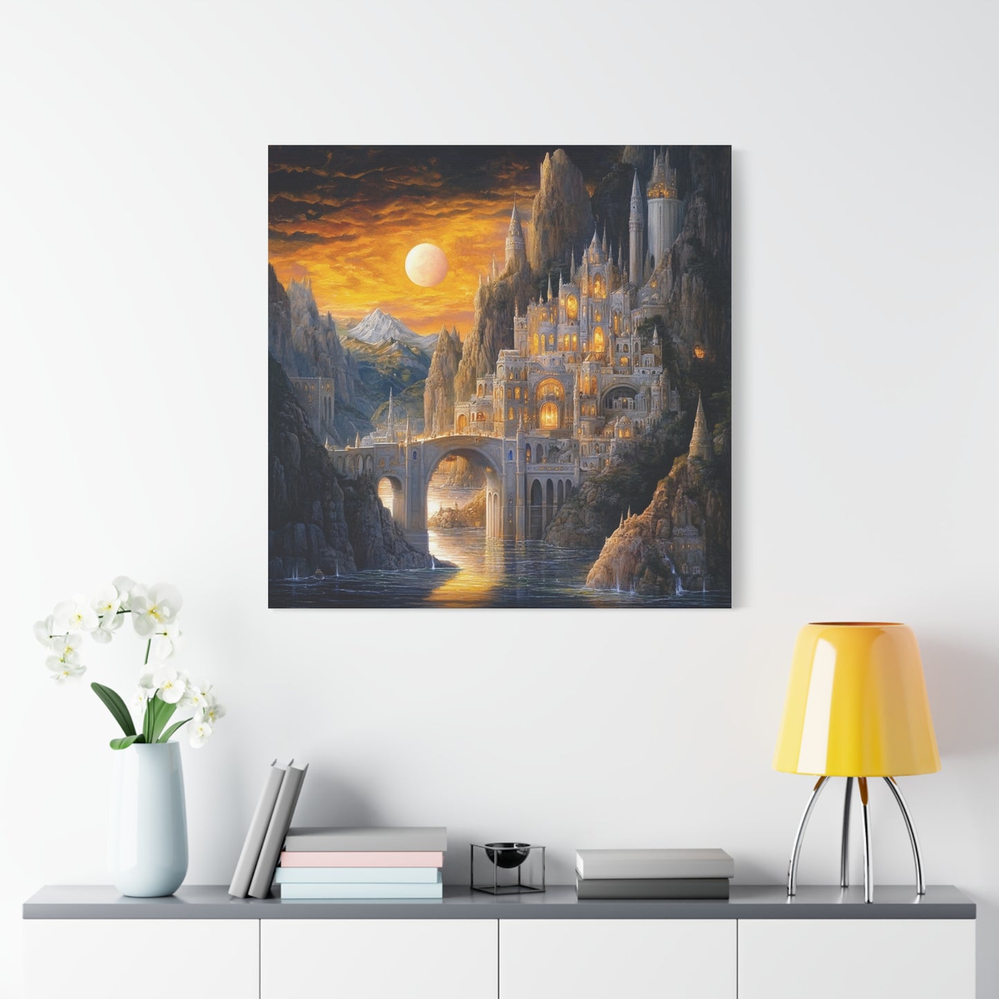 Errol Le Cain Inspired – "Enchanted Citadel" Square Canvas Art