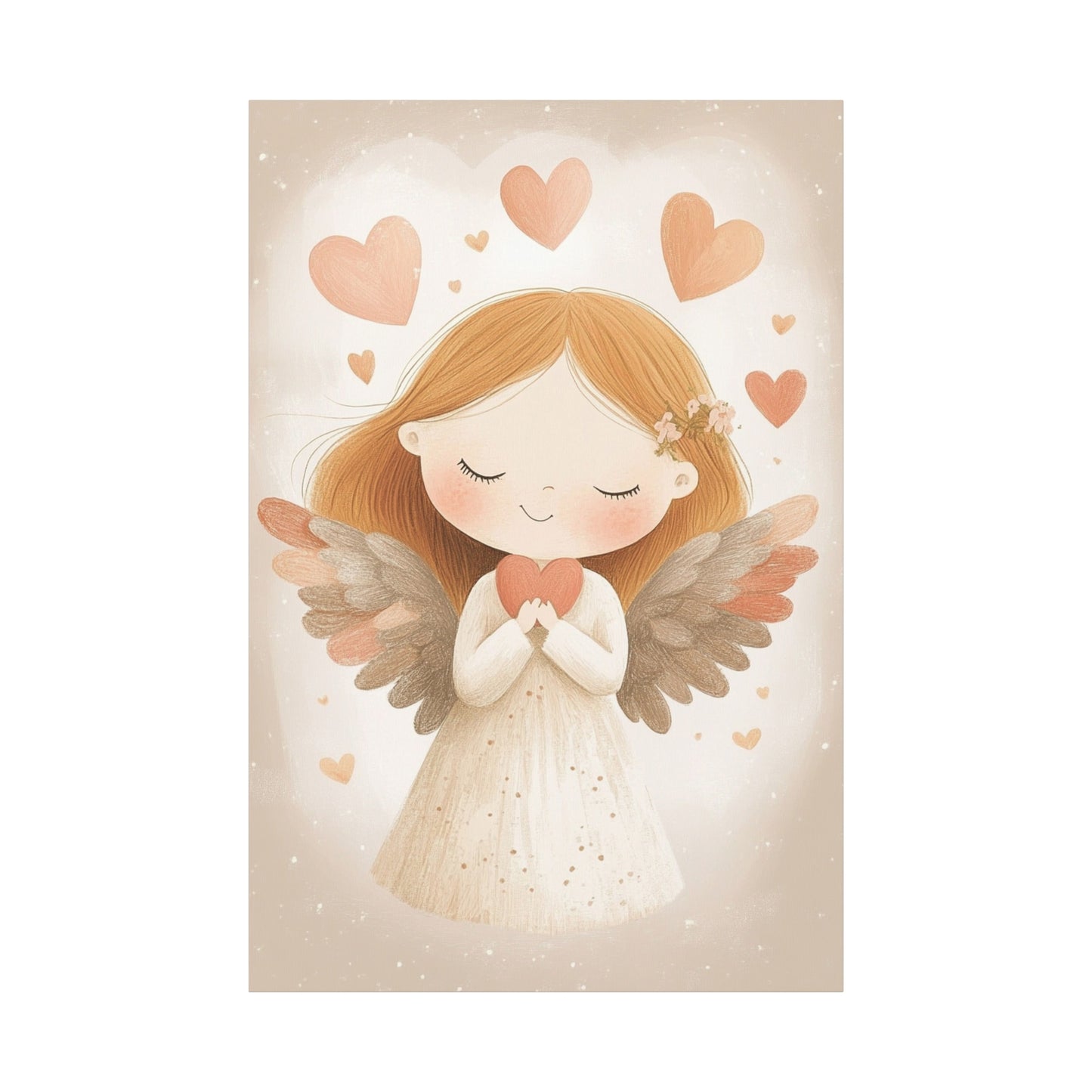 Kids Room Angel Canvas Print – Soft Pastel Fantasy Art, Matte Stretched Canvas