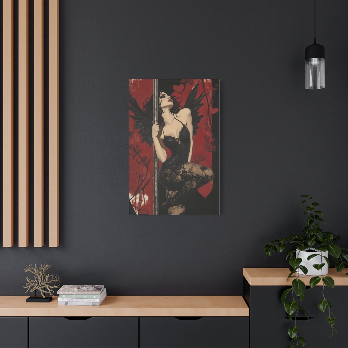 Pole Dance Gothic Canvas Print – Dark Seductive Fantasy Art, Matte Stretched Canvas