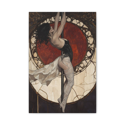 Pole Dancer Hanging Canvas Print – Elegant Gothic Fantasy Art, Matte Stretched Canvas