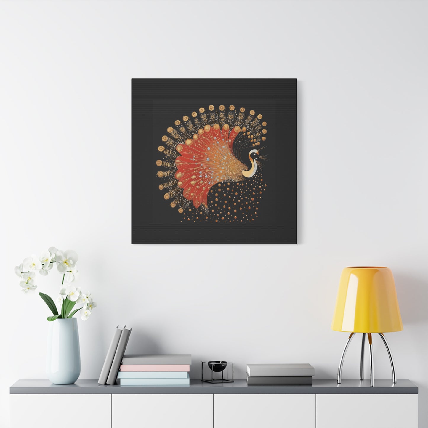 Erté Inspired – "Golden Plumage" Square Canvas Art