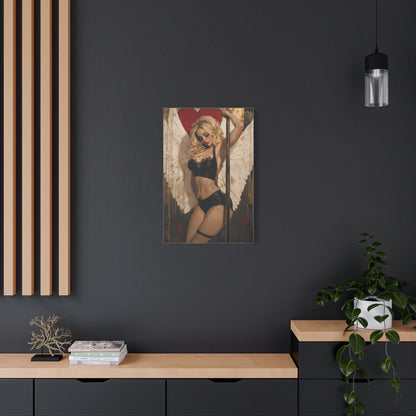 Blonde Angel Pole Dancer Canvas Print – Elegant Fantasy Art with Gothic Glamour, Matte Stretched Canvas