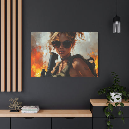 "Firestorm Operative" – Girls & Guns Kore Series Fierce Warrior Canvas Art