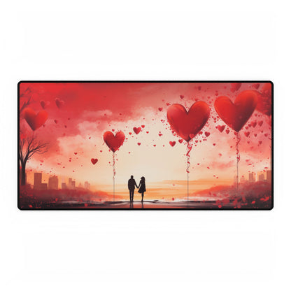 Romantic Couple Walking Desk Mat / Mouse Pad – 31.5"x15.5", Love Theme