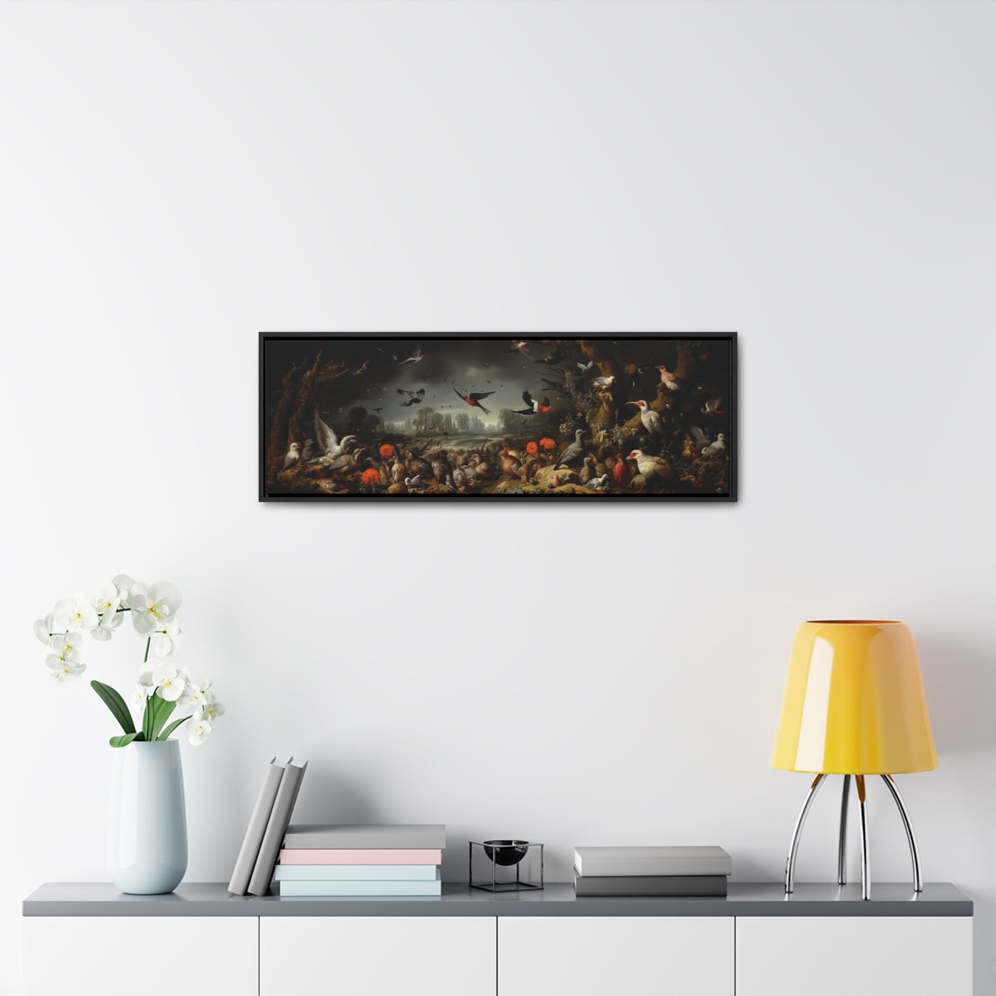 Abraham Mignon Inspiration – Birds | Elegant & Detailed Wide Long Wall Art