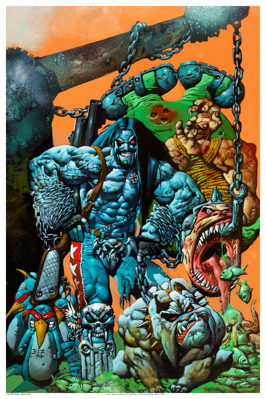 SIMON BISLEY - LOBO - BOUNTY HUNTER MAYHEM ACTION POSTER - 1995 COVER ART