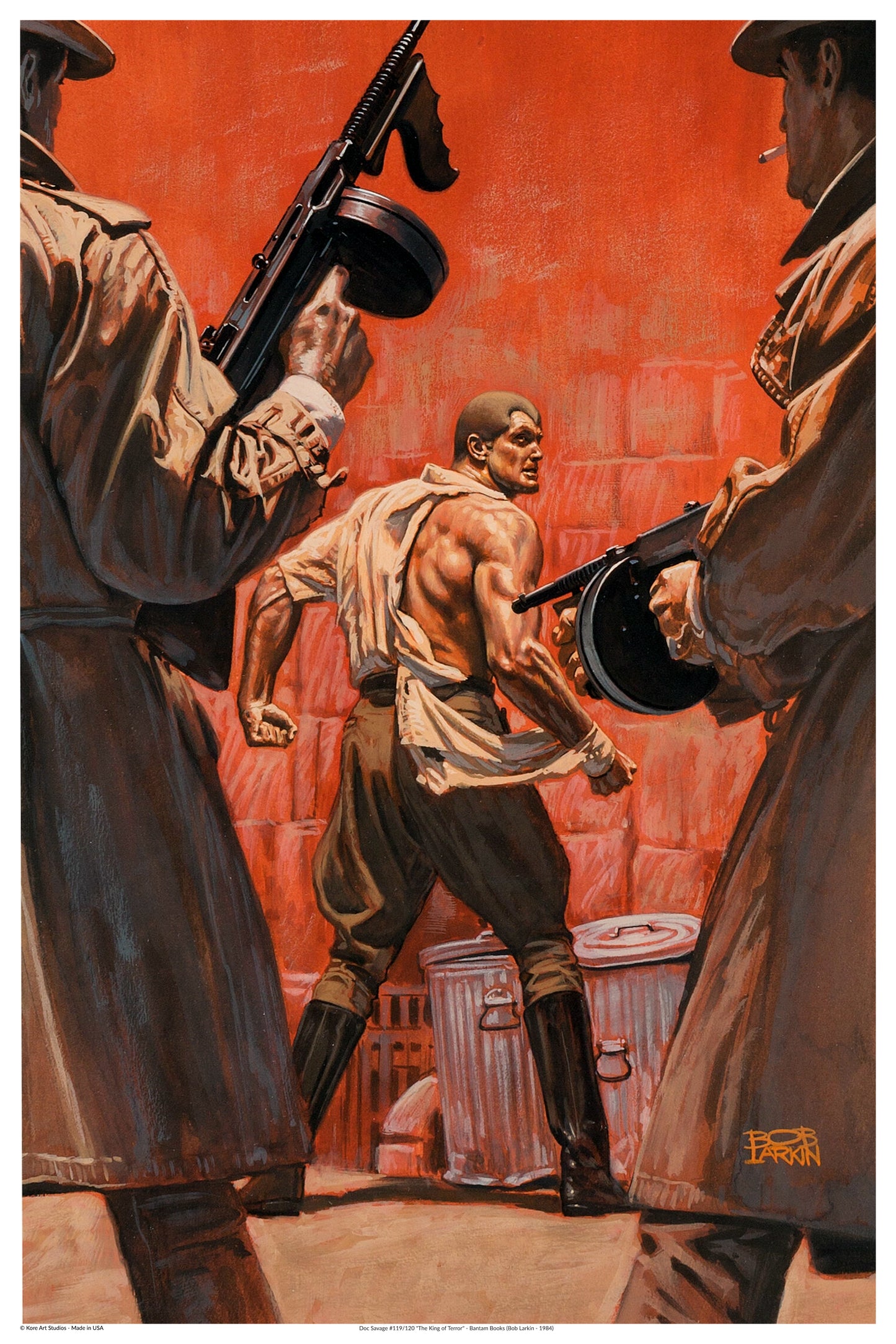 Doc Savage King of Terror Poster – Pulp Action Hero Art by Bob Larkin 1984