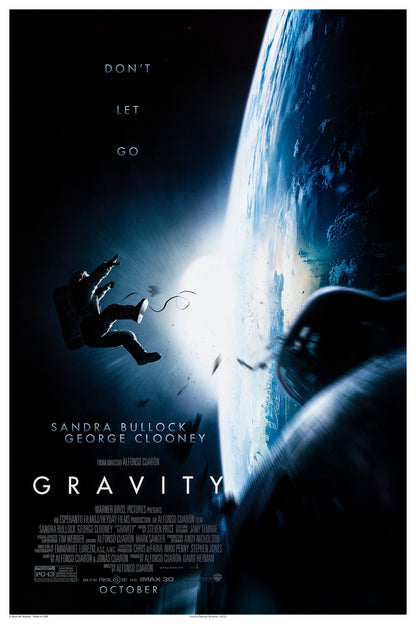 GRAVITY MOVIE POSTER - SPACE THRILLER SANDRA BULLOCK ASTRONAUT FILM ART