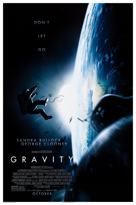 GRAVITY MOVIE POSTER - SPACE THRILLER SANDRA BULLOCK ASTRONAUT FILM ART