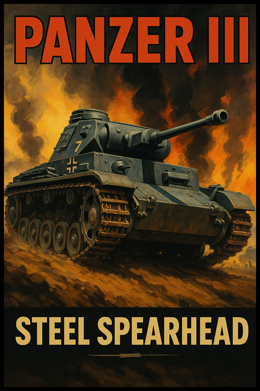PANZER III STEEL SPEARHEAD POSTER - WWII TANK MILITARY HISTORY ART PRINT