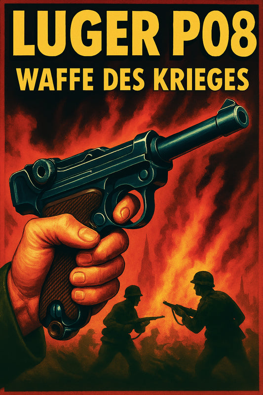 LUGER P08 PISTOL POSTER - WWI WWII GERMAN MILITARY SIDEARM HISTORY ART
